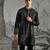 Black embroidered chanderi silk kurta set