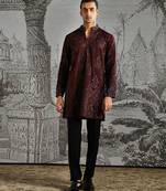 Maroon Textured kurta set