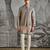 Champagne embroidered raw silk kurta bundi set