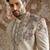 Beige embroidered raw silk indo western set