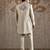 Beige embroidered raw silk indo western set