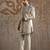 Beige embroidered raw silk indo western set