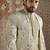 Ivory embroidered raw silk sherwani