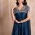 Teal blue satin handwork coord set