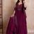 Purple georgette handwork five tier suit set with frill dupatta