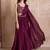 Purple georgette handwork five tier suit set with frill dupatta