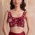 Maroon satin pre-draped skirt shrug set