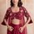 Maroon satin pre-draped skirt shrug set