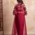 Maroon satin pre-draped skirt shrug set