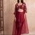 Maroon satin pre-draped skirt shrug set