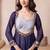 Navy blue mirror work kurta set with blouse & pant