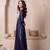Navy blue mirror work kurta set with blouse & pant
