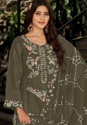 Green embroidered georgette salwar suit 2