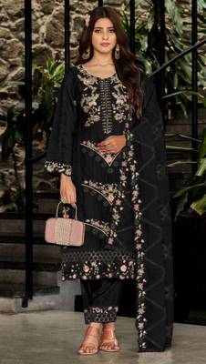 Black embroidered georgette salwar suit 1