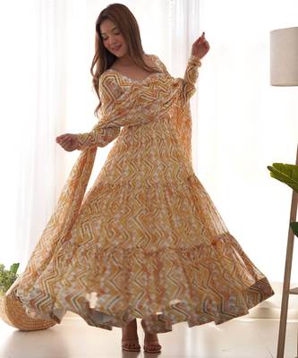 beige festive wear designer heavy pure soft organza silk hand work readymade suit 2