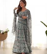 Multi festive wear designer  heavy pure soft fox georgette printed work  readymade suit