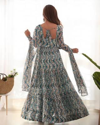 Multi festive wear designer  heavy pure soft fox georgette printed work  readymade suit 2