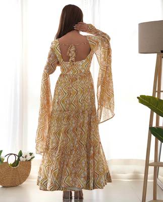 beige festive wear designer heavy pure soft organza silk hand work readymade suit 3