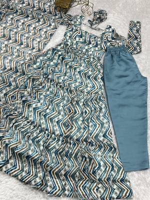 Multi festive wear designer  heavy pure soft fox georgette printed work  readymade suit 4