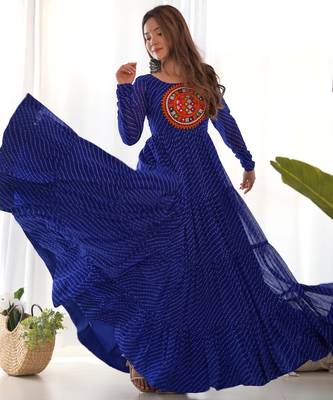 Navy blue festive wear designer heavy pure soft fox georgette  readymade suit 1