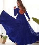 Navy blue festive wear designer heavy pure soft fox georgette  readymade suit