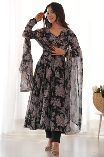 Multi festive wear designer heavy pure soft georgette print work readymade suit