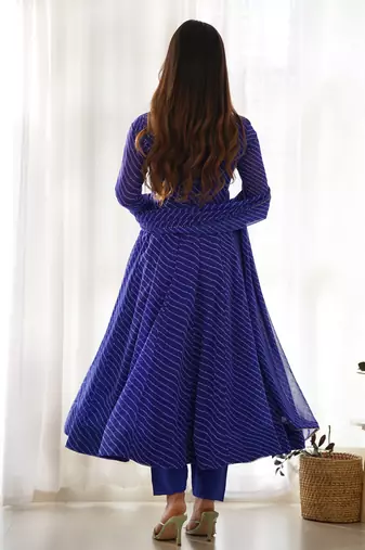 Royal blue festive wear designer heavy pure soft georgette print work readymade suit