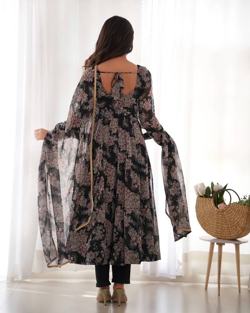 Multi festive wear designer heavy pure soft georgette print work readymade suit