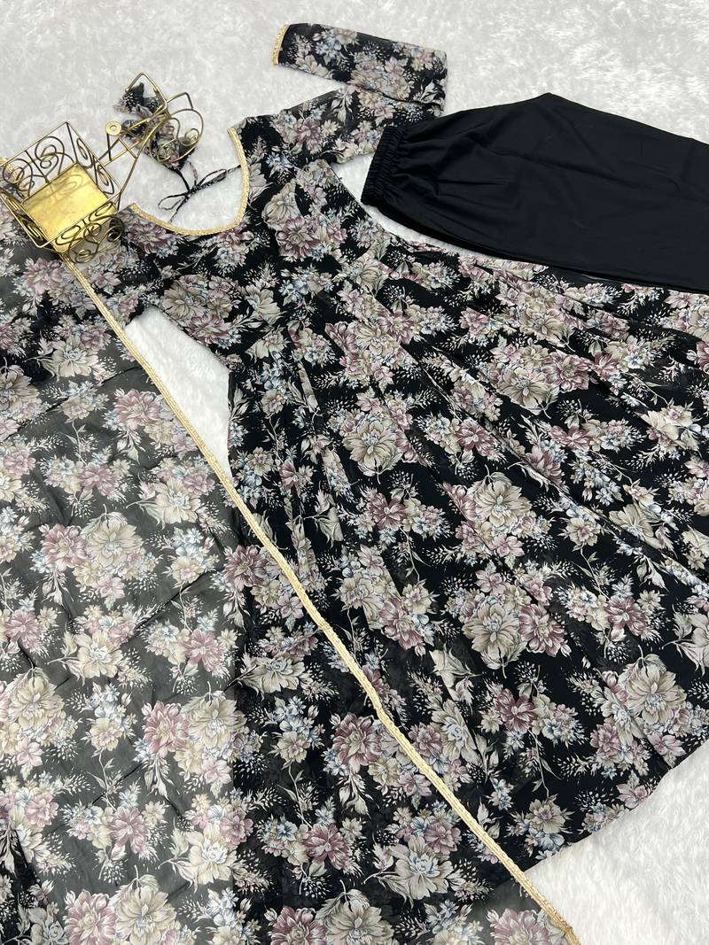 Multi festive wear designer heavy pure soft georgette print work readymade suit