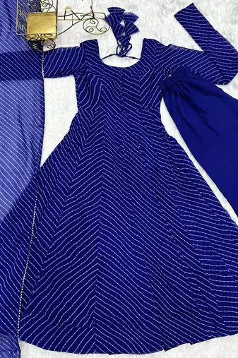 Royal blue festive wear designer heavy pure soft georgette print work readymade suit