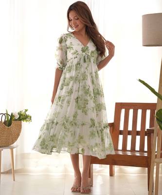 Green festive wear designer heavy pure soft georgette  readymade suit 2