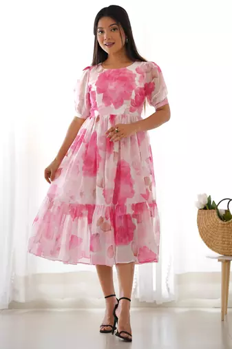 Pink festive wear designer heavy pure soft georgette  readymade suit