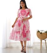 Pink festive wear designer heavy pure soft georgette  readymade suit