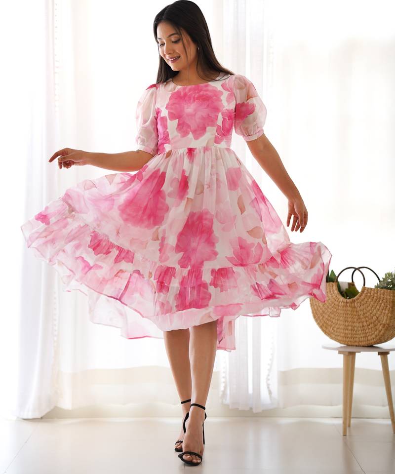 Pink festive wear designer heavy pure soft georgette  readymade suit