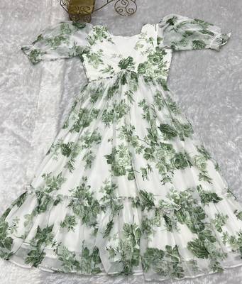 Green festive wear designer heavy pure soft georgette  readymade suit 4