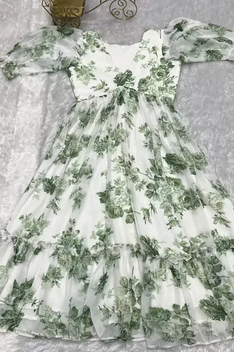 Green festive wear designer heavy pure soft georgette  readymade suit