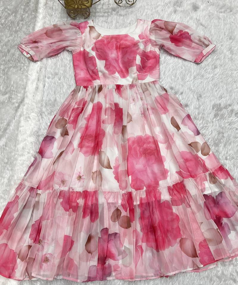 Pink festive wear designer heavy pure soft georgette  readymade suit