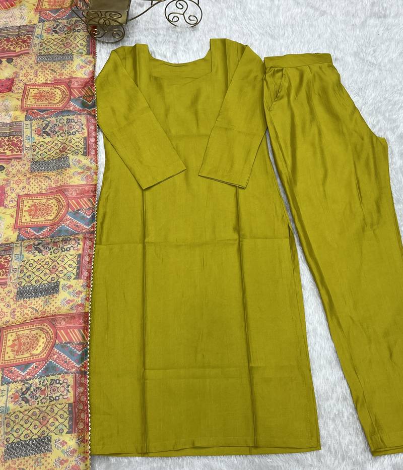 Mustard festive wear designer pure viscose multi floral print work readymade suit