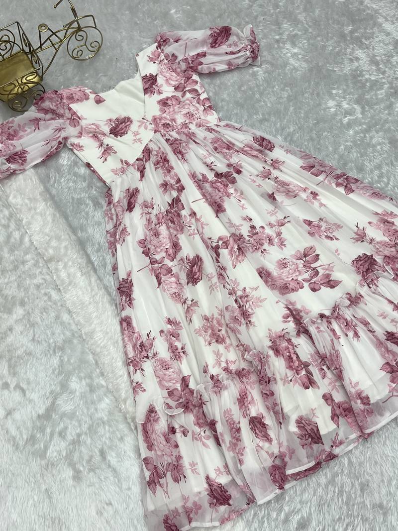 Wine festive wear designer heavy pure soft georgette  readymade suit