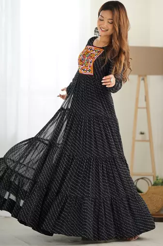 Black  festive wear designer heavy pure soft fox georgette  readymade suit