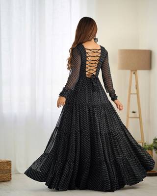 Black  festive wear designer heavy pure soft fox georgette  readymade suit 3