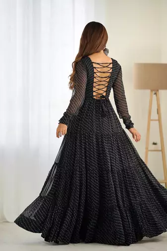 Black  festive wear designer heavy pure soft fox georgette  readymade suit