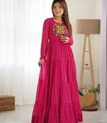Pink festive wear designer  heavy pure soft fox georgette  readymade suit