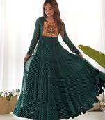Green festive wear designer heavy pure soft fox georgette  readymade suit