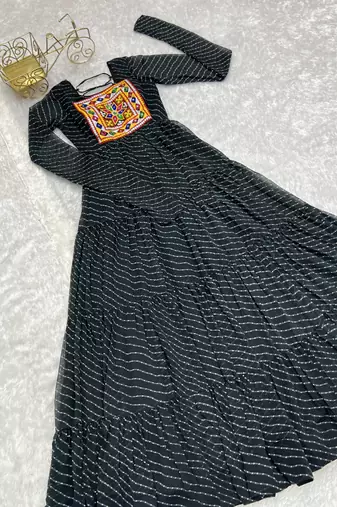 Black  festive wear designer heavy pure soft fox georgette  readymade suit