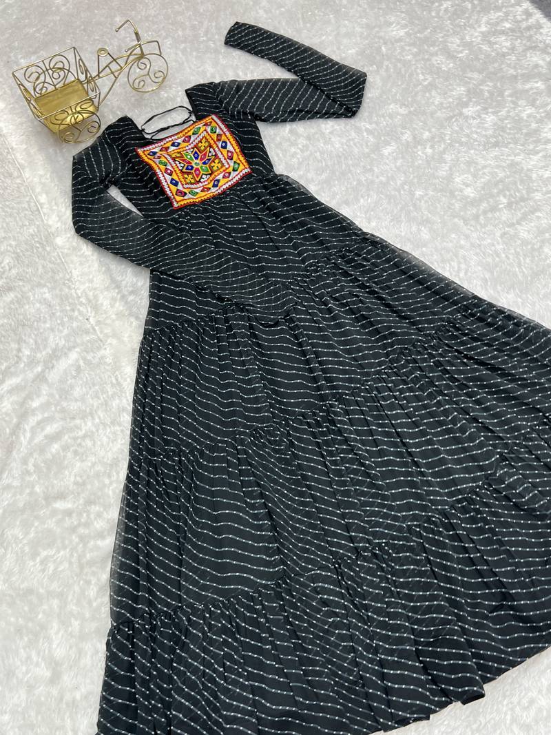 Black  festive wear designer heavy pure soft fox georgette  readymade suit