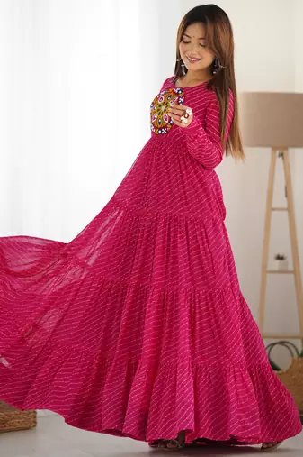 Pink festive wear designer  heavy pure soft fox georgette  readymade suit