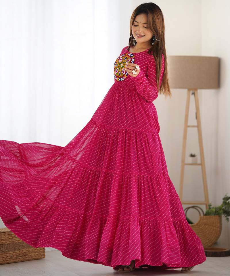 Pink festive wear designer  heavy pure soft fox georgette  readymade suit