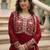 Maroon festive wear designer faux blooming rich sequins with embroidered work readymade suit