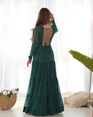 Green festive wear designer heavy pure soft fox georgette  readymade suit 3